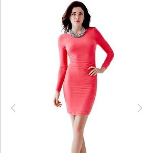 GUESS long sleeve V back dress